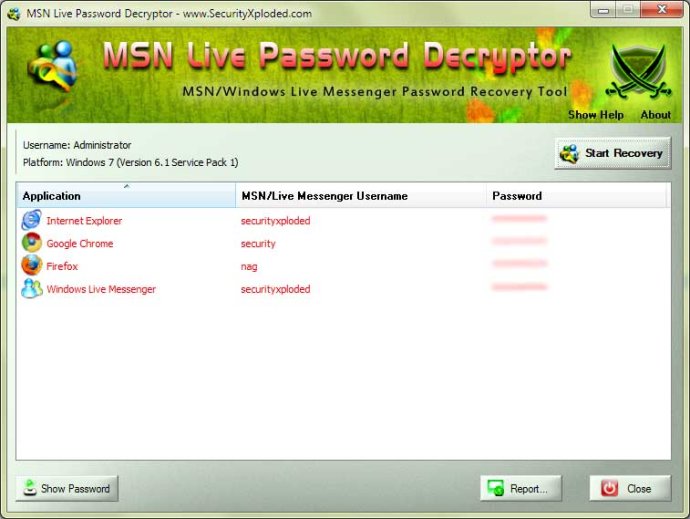 MSN Live Password Decryptor