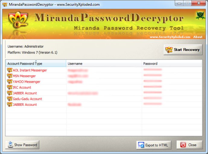 Miranda Password Decryptor