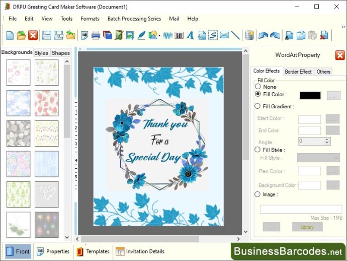 Template for Greeting Card Software