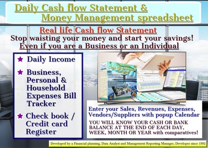 Daily Cash flow Statement spreadsheet