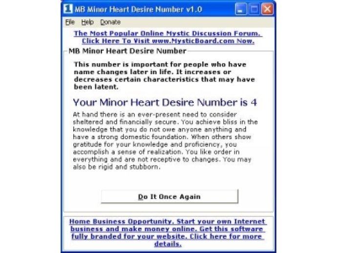 MB Minor Heart Desire Number