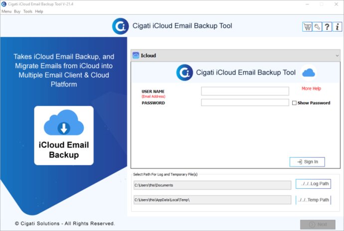 Cigati iCloud Email Backup Tool