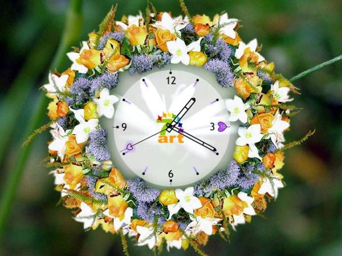 7art White Flower Clock ScreenSaver