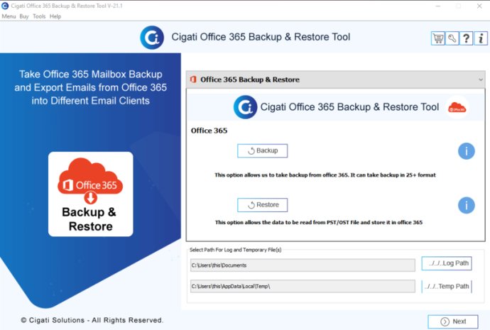 Cigati Office 365 Backup & Restore Tool