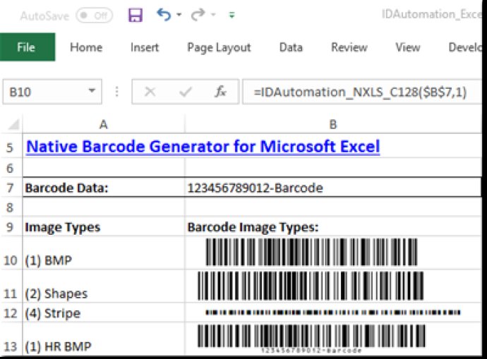 Excel Linear Barcode Generator