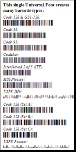 Universal 1D Barcode Font Package