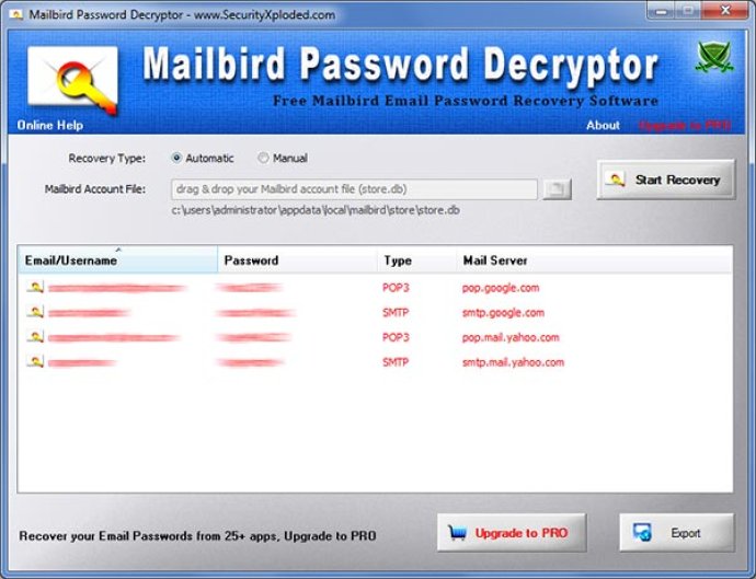 Password Decryptor for Mailbird