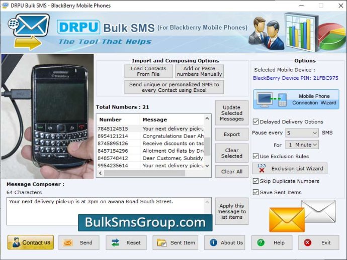 BlackBerry Bulk SMS Software BlackBerry Bulk SMS Software
