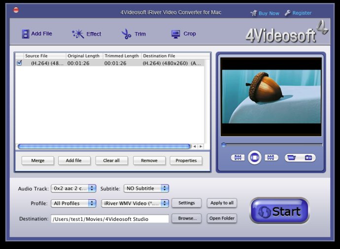 4Videosoft Mac iRiver Video Converter