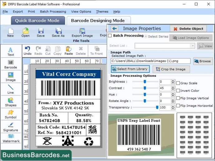 USPS Tray Label Barcode Application