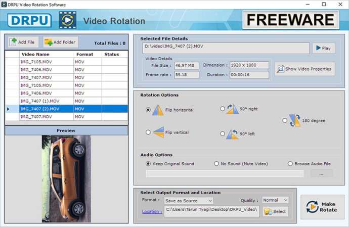 DRPU Video Rotator Freeware Software