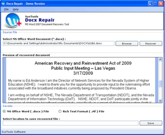 Docx File Recovery Software
