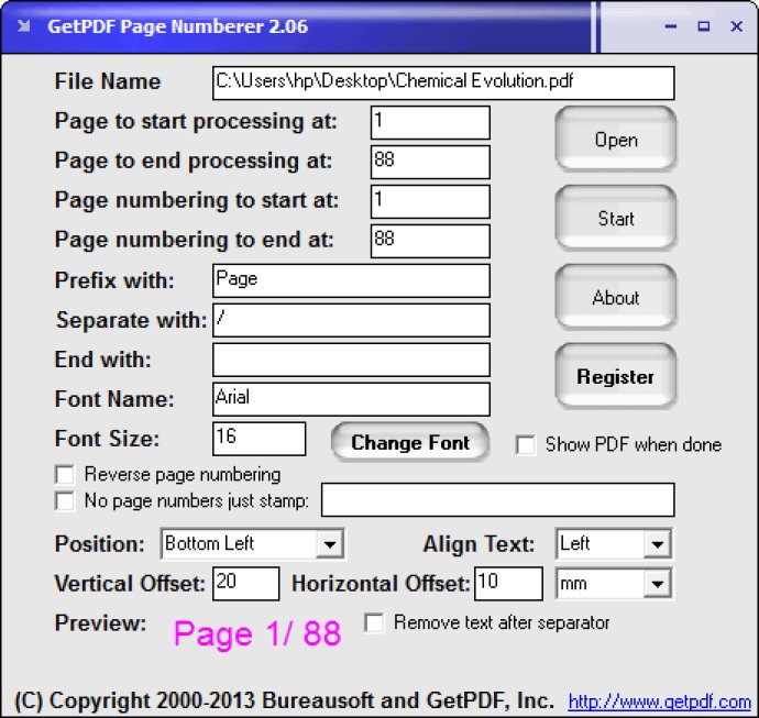 GetPDF Page Numberer