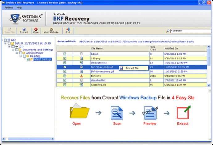 Restore BKF File in Windows 8