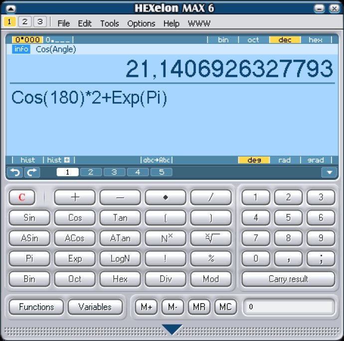 HEXelon MAX calculator