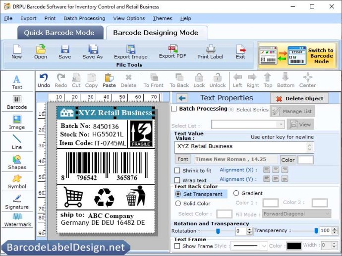Retail Barcode Label Designing Software
