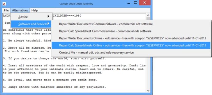 Corrupt Open Office Recovery