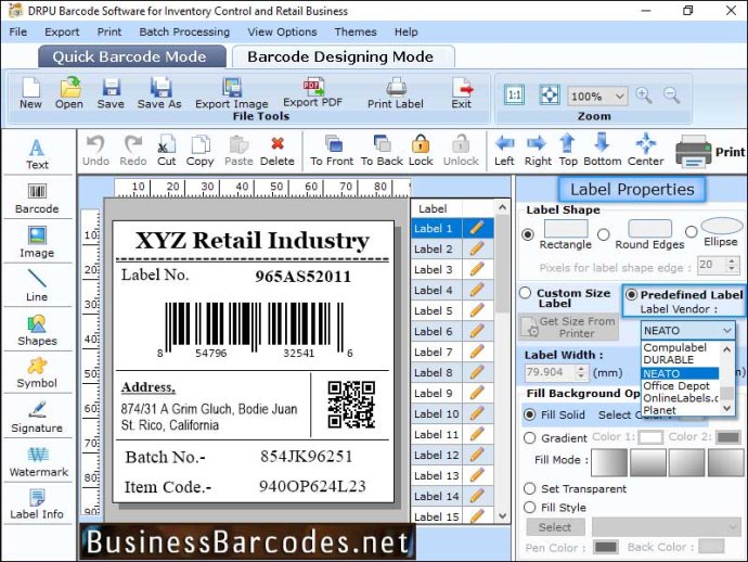 Business Databar UPCA Barcode