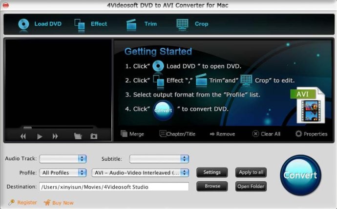 4Videosoft DVD to AVI Converter for Mac