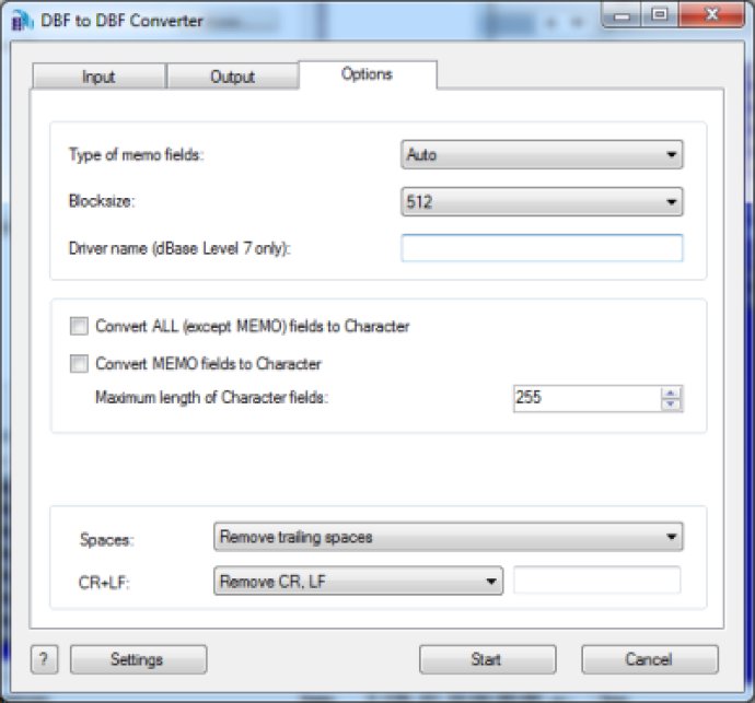 DBF to DBF Converter