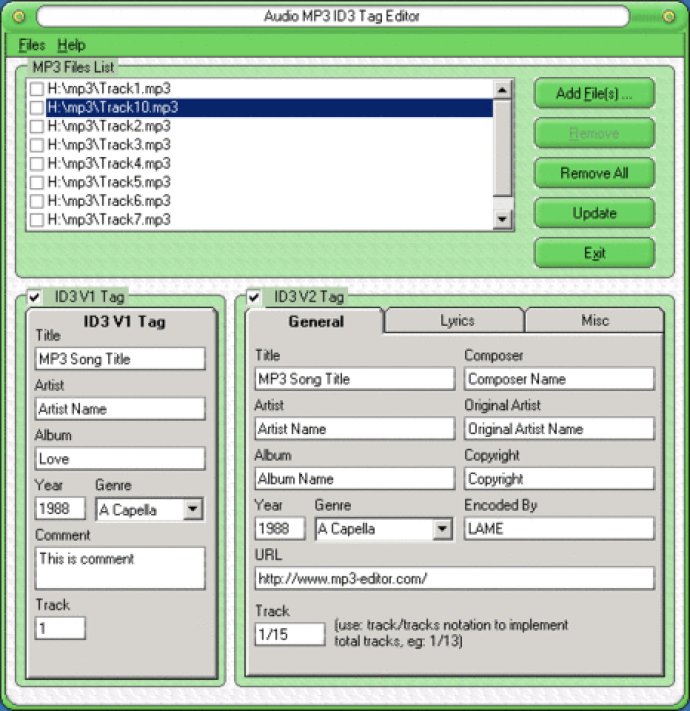Audio MP3 ID3 Tag Editor