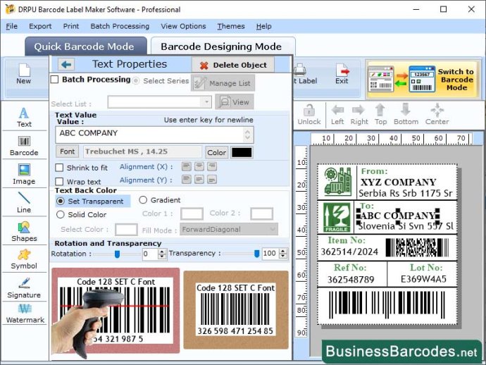 Online Code-128 Barcode Software