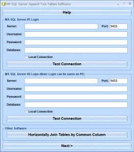MS SQL Server Append Two Tables Software