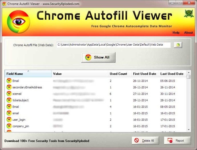 Autofill Viewer for Chrome