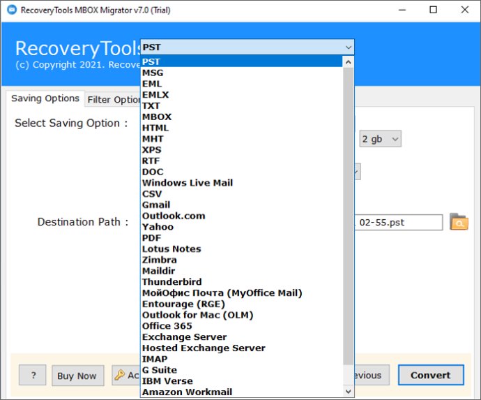 RecoveyTools MBOX Migrator