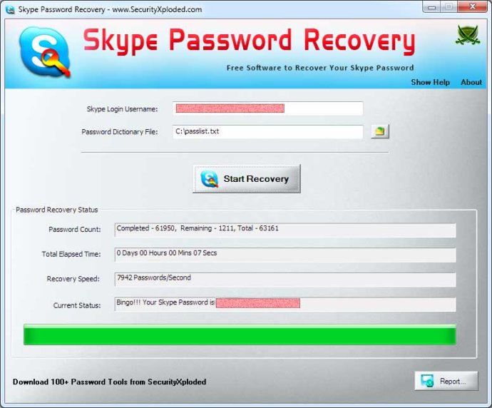 Password Recovery for Skype
