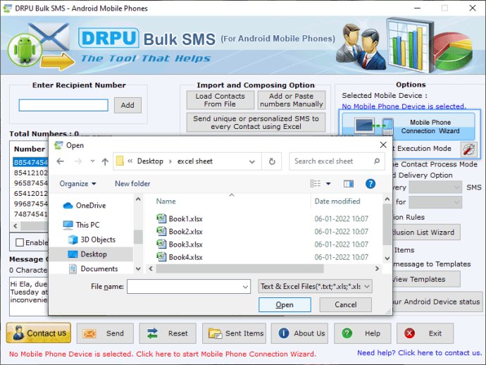 Android Phones Bulk SMS Messaging Tool
