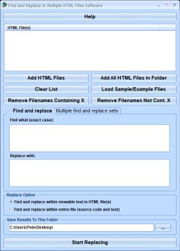 Find and Replace In Multiple HTML Files Software