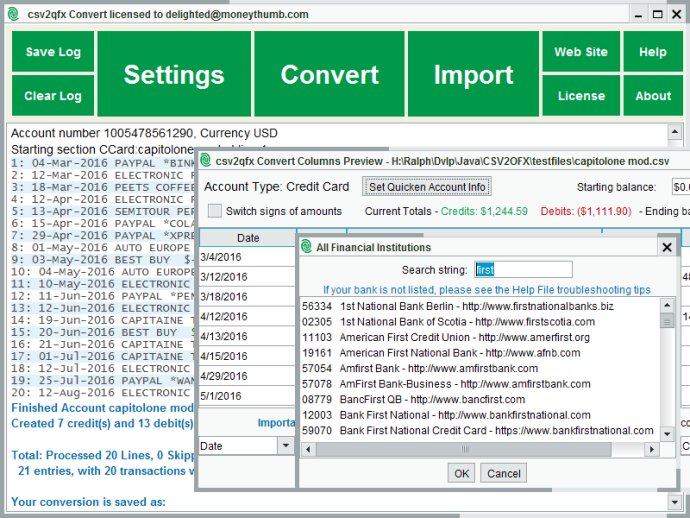 CSV2QFX Convert