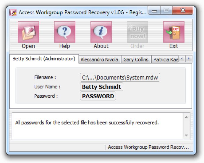 Access Workgroup Password Recovery