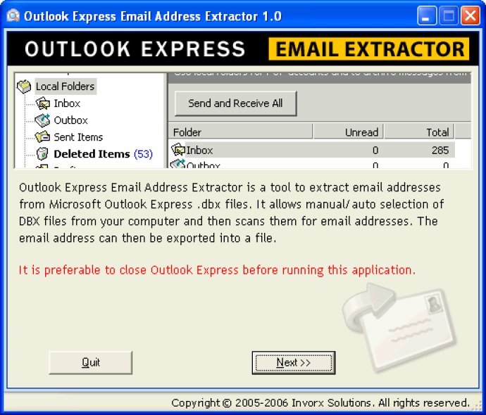 Outlook Express Email Address Extractor