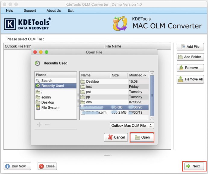 KDETools MAC OLM to PST Converter