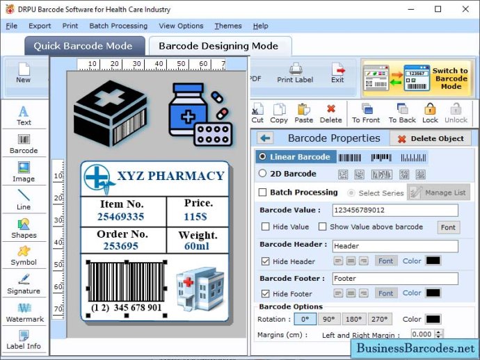 Healthcare Barcode Label Tool