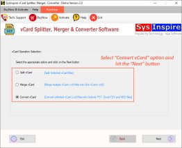 SysInspire vCard Converter Software