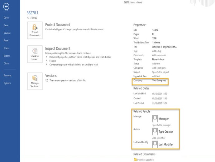 Synergy Set Word Metadata