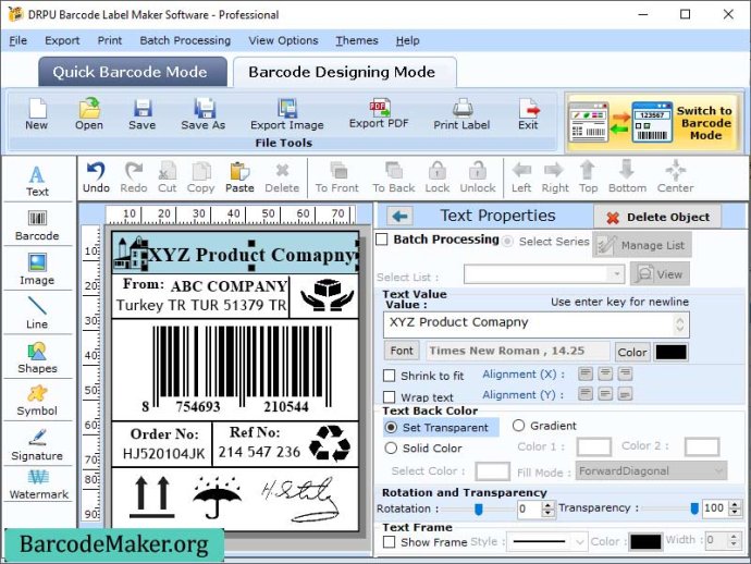Professional Barcode Creating Tool