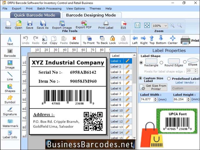 Printed Inventory Barcode