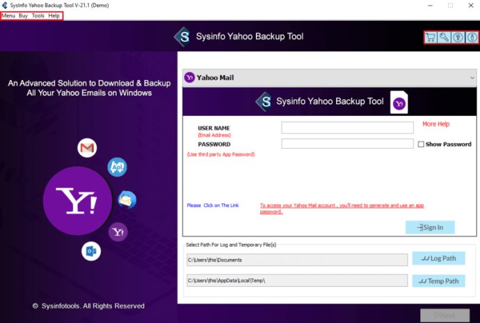 SysInfo Yahoo Backup Tool
