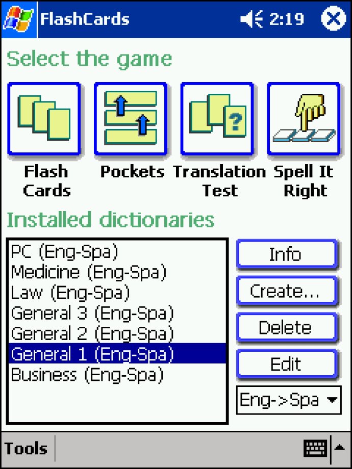 LingvoSoft FlashCards English <-> Spanish for Pocket PC