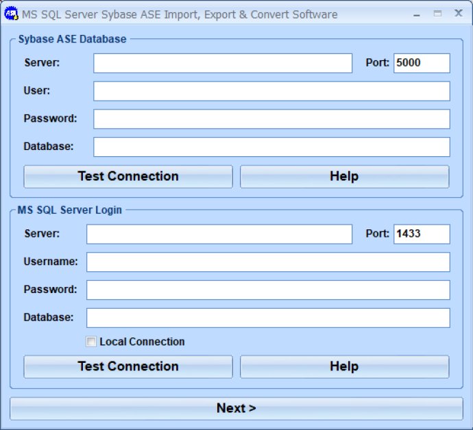 MS SQL Server Sybase ASE Import, Export & Convert Software