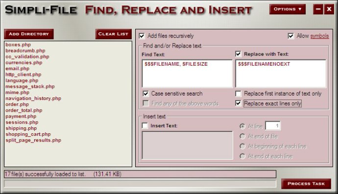 Simpli-File Find Replace and Insert