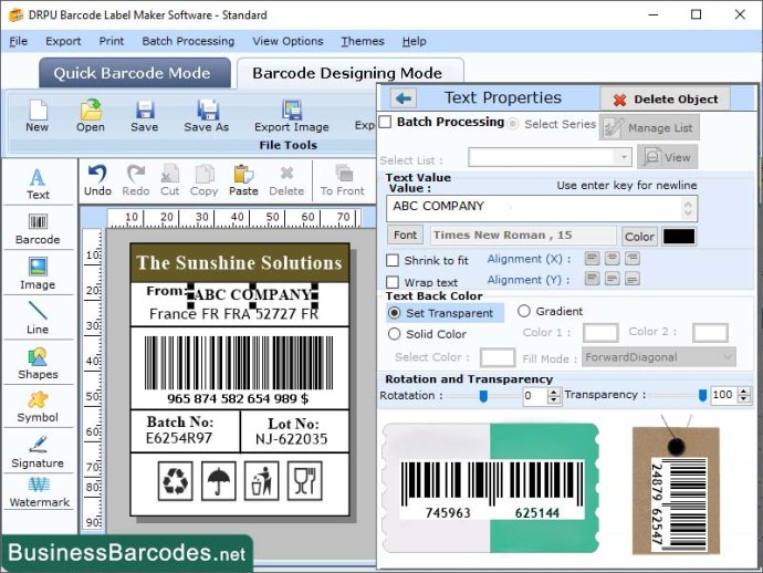 LOGMARS Barcode Labels Application