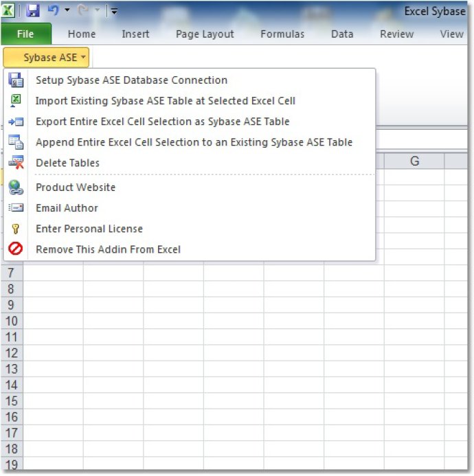Excel Sybase ASE Import, Export & Convert Software