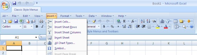 Classic Style Menus for Excel 2007