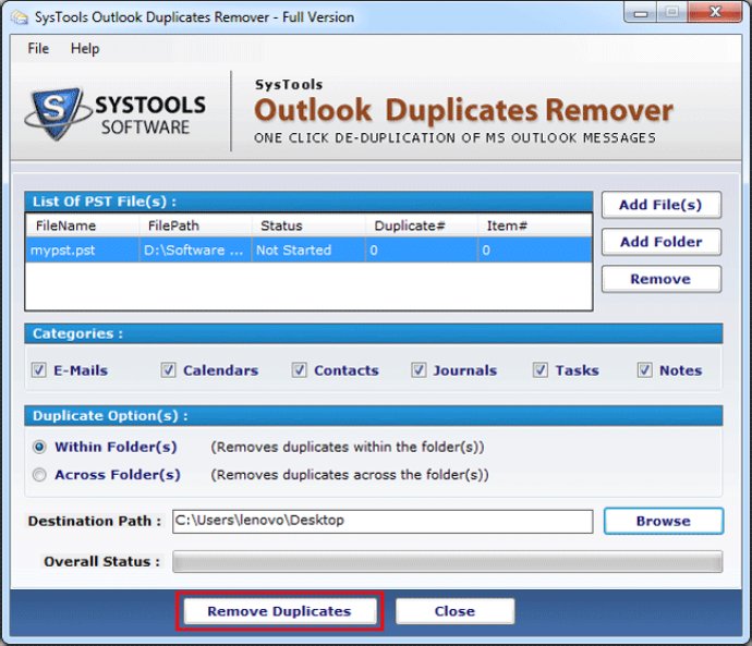Outlook Duplicates Remover Software