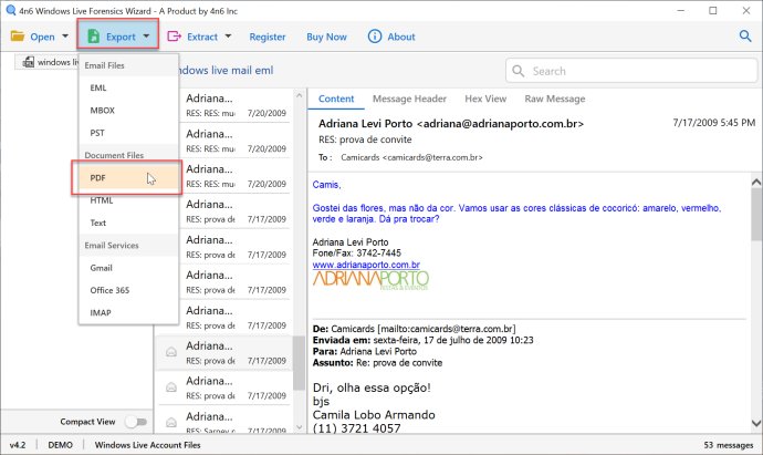 4n6 Windows Live Mail Forensics Tool
